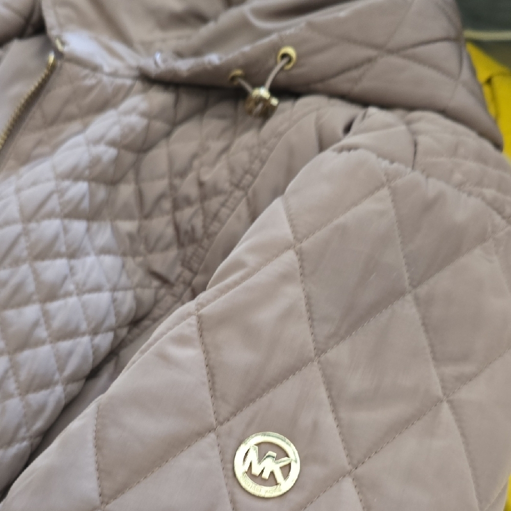 Michael Kors Womens Quilted Hooded Dark Tan Jacket - Picture 10 of 12